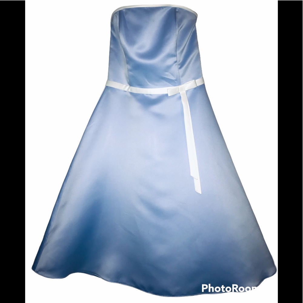 Jessica McClintock Vintage Strapless Bridal Baby Blue Satin Dress size 6